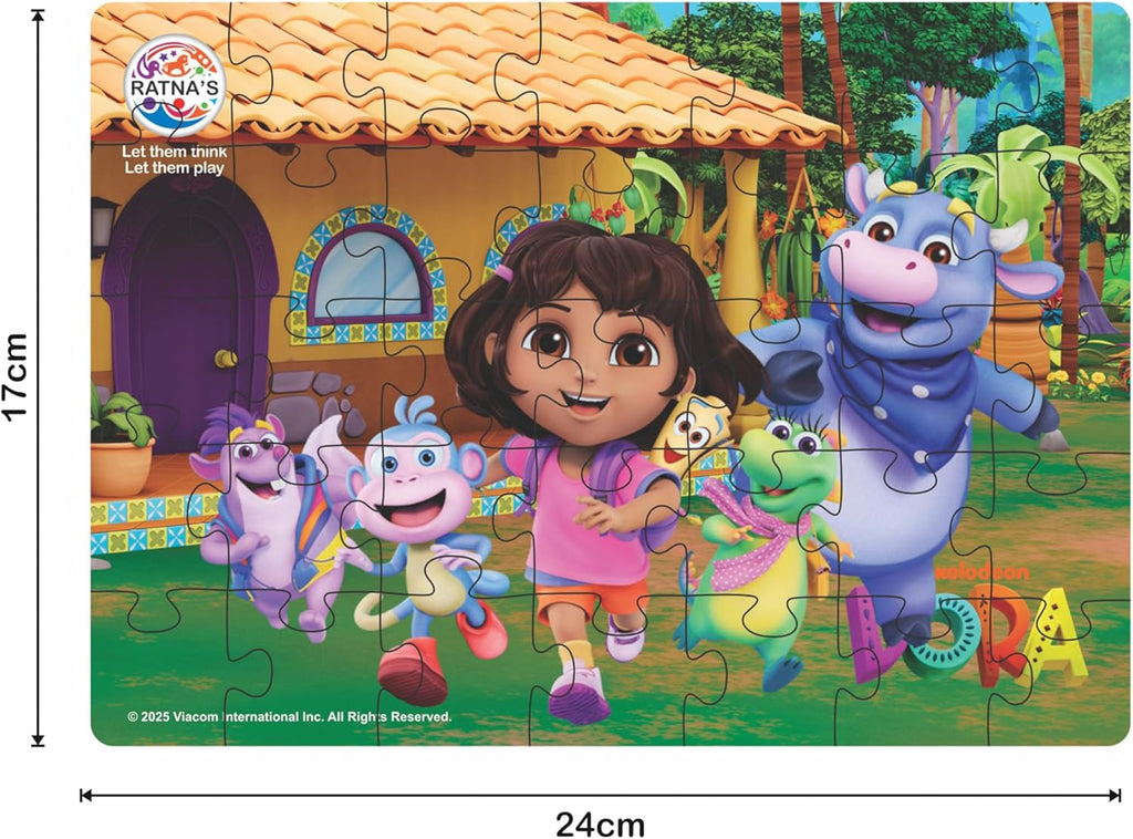 Ratna's Dora 4-in-1 Jigsaw Puzzle Set, 35 Pieces Each Puzzle of Size 24 x 17 cm, Puzzles for Kids for Age 4 + Years